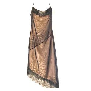 BCBGMaxazaria black sequins nude asymmetrical S